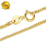 18 INCHES DIAMOND-CUT SQUARE 18KT SOLID YELLOW GOLD WHEAT CHAIN