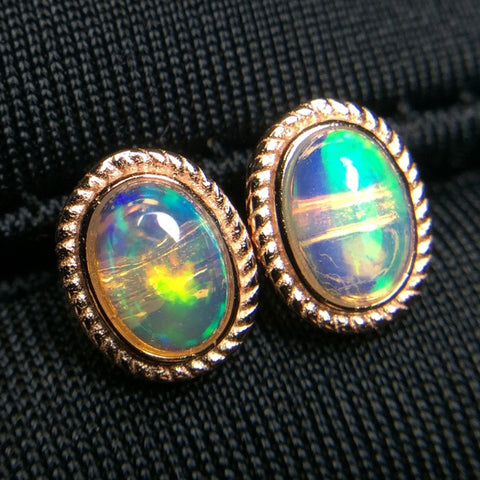 1.00 CT GENUINE ETHIOPIAN OPAL 925 STERLING SILVER EARRINGS