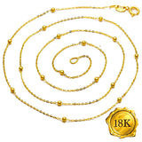 18 INCHES AU750 18K SOLID GOLD BEANS CABLE CHAIN 18KT SOLID GOLD NECKLACE