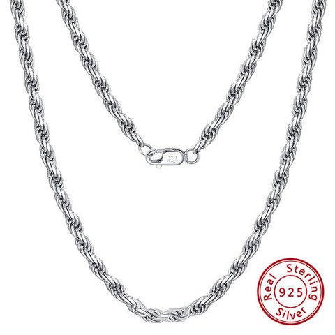16-20 INCHES ROPE CHAIN 925 STERLING SILVER NECKLACE