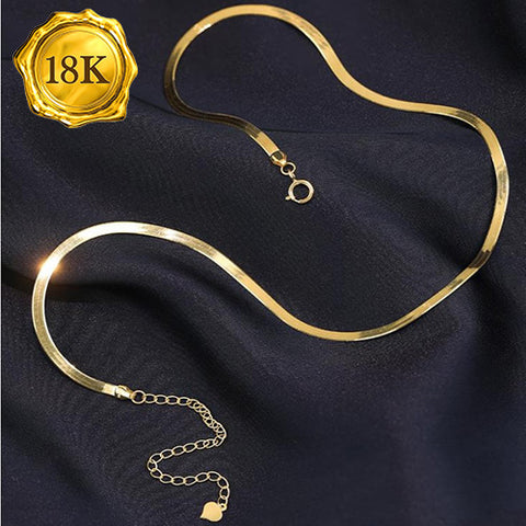 17 INCHES 18KT SOLID GOLD FLAT SNAKE CHAIN (2.5MM WIDTH)