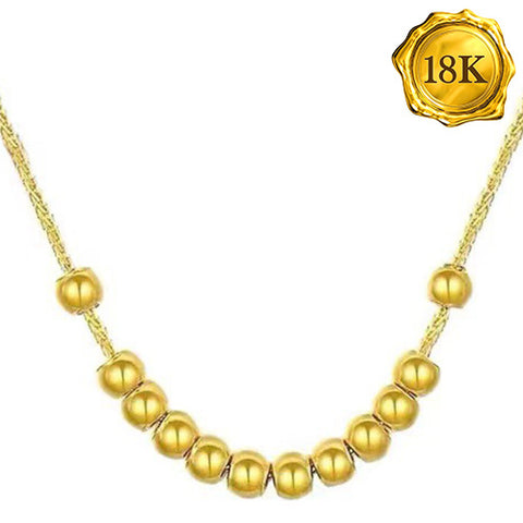 18 INCHES AU750 BEADS CHAIN 18KT SOLID GOLD NECKLACE