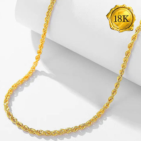20INCHES ROPE CHAIN 18KT SOLID GOLD NECKLACE