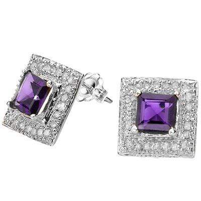 1 1/5 CARAT AMETHYST  925 STERLING SILVER EARRINGS - Wholesalekings.com