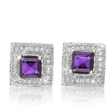 1 1/5 CARAT AMETHYST  925 STERLING SILVER EARRINGS - Wholesalekings.com