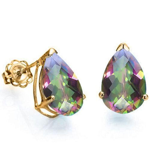 1.14 CT MYSTIC GEMSTONE 10KT SOLID GOLD EARRINGS STUD wholesalekings wholesale silver jewelry