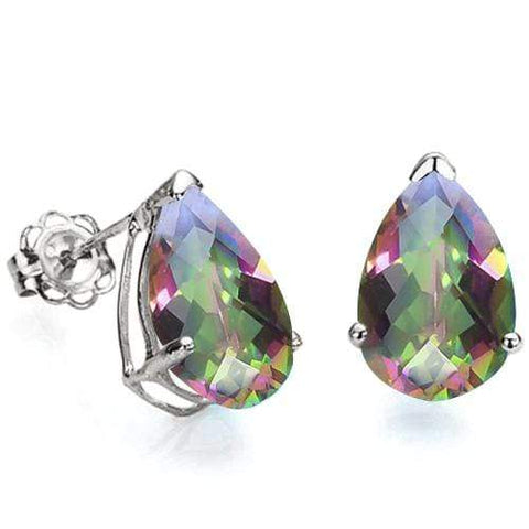 1.14 CT MYSTIC GEMSTONE 10KT SOLID GOLD EARRINGS STUD wholesalekings wholesale silver jewelry