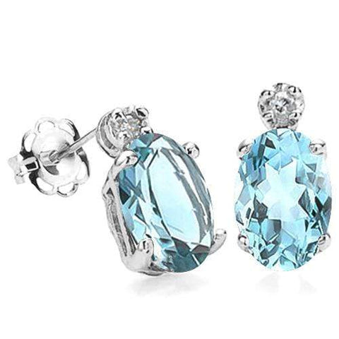 1.19 CT BABY SWISS BLUE TOPAZ & DIAMOND SOLID 10KT SOLID GOLD EARRINGS STUD wholesalekings wholesale silver jewelry