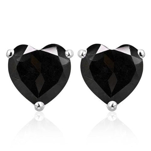 1.20 CT GENUINE BLACK SAPPHIRE 10KT SOLID GOLD HEART SHAPE EARRINGS STUD wholesalekings wholesale silver jewelry
