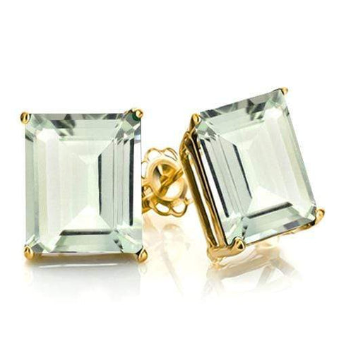 1.21 CT GREEN AMETHYST 10KT SOLID GOLD EARRINGS STUD wholesalekings wholesale silver jewelry