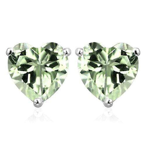 1.42 CT GREEN AMETHYST 10KT SOLID GOLD HEART SHAPE EARRINGS STUD wholesalekings wholesale silver jewelry