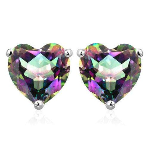 1.44 CT MYSTIC GEMSTONE 10KT SOLID GOLD HEART SHAPE EARRINGS STUD wholesalekings wholesale silver jewelry