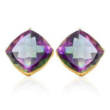 1.76 CT MYSTIC GEMSTONE 10KT SOLID GOLD EARRINGS STUD wholesalekings wholesale silver jewelry