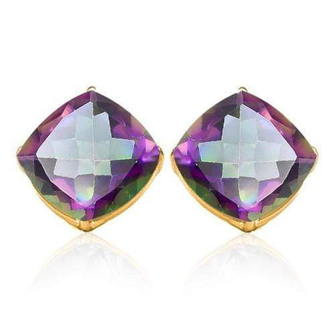 1.76 CT MYSTIC GEMSTONE 10KT SOLID GOLD EARRINGS STUD wholesalekings wholesale silver jewelry