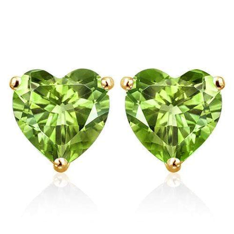 1.78 CT PERIDOT 10KT SOLID GOLD HEART SHAPE EARRINGS STUD wholesalekings wholesale silver jewelry