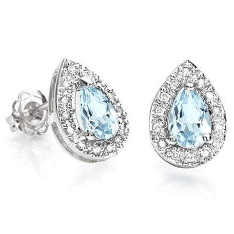 1 CARAT BABY SWISS BLUE TOPAZ  925 STERLING SILVER EARRINGS - Wholesalekings.com