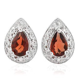 1 CARAT GARNET  925 STERLING SILVER EARRINGS - Wholesalekings.com