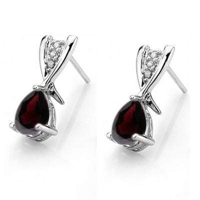 1 CARAT GARNET   925 STERLING SILVER EARRINGS - Wholesalekings.com