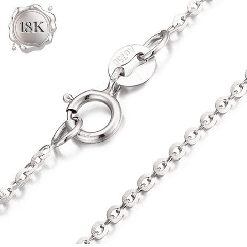 18 INCHES 18KT SOLID WHITE GOLD CABLE NECKLACE wholesalekings wholesale silver jewelry
