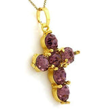 18K Yellow Gold-Plated Flower Cut Shape Light Purple Color Stone German Silver P - Wholesalekings.com