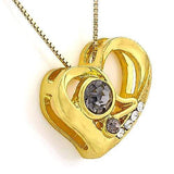 18K Yellow Gold-Plated Heart Shape Light Purple Stone German Silver Pendant Char - Wholesalekings.com