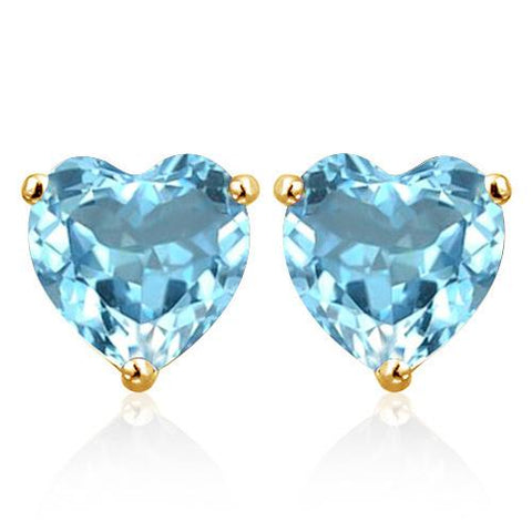 2.00 CT BABY SWISS BLUE TOPAZ 10KT SOLID GOLD HEART SHAPE EARRINGS STUD wholesalekings wholesale silver jewelry