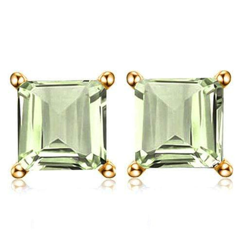 2.07 CT GREEN AMETHYST 10KT SOLID GOLD EARRINGS STUD wholesalekings wholesale silver jewelry