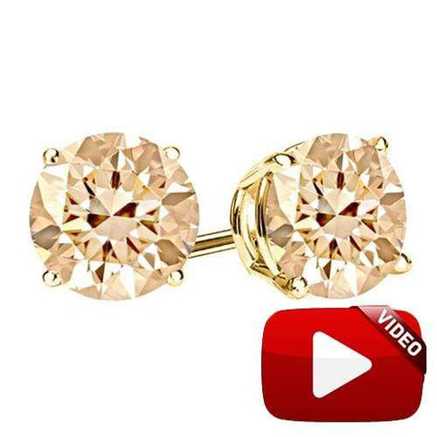 2/3 CT SPARKLING CHOCOLATE DIAMOND 10KT SOLID GOLD EARRINGS STUD wholesalekings wholesale silver jewelry