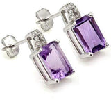 2 4/5 CARAT AMETHYST & CREATED DIAMOND 925 STERLING SILVER EARRINGS - Wholesalekings.com