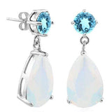 2 CARAT BABY SWISS BLUE TOPAZ & 7 4/5 CARAT CREATED FIRE OPAL 925 STERLING SILVE - Wholesalekings.com