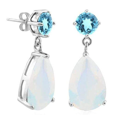 2 CARAT BABY SWISS BLUE TOPAZ & 7 4/5 CARAT CREATED FIRE OPAL 925 STERLING SILVE - Wholesalekings.com