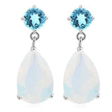 2 CARAT BABY SWISS BLUE TOPAZ & 7 4/5 CARAT CREATED FIRE OPAL 925 STERLING SILVE - Wholesalekings.com