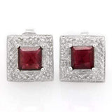 2 CARAT GARNET   925 STERLING SILVER EARRINGS - Wholesalekings.com