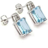3 2/3 CARAT BABY SWISS BLUE TOPAZ & CREATED DIAMOND 925 STERLING SILVER EARRINGS - Wholesalekings.com