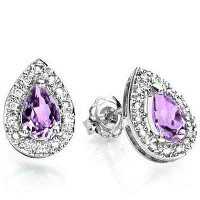 3/4 CARAT AMETHYST   925 STERLING SILVER EARRINGS - Wholesalekings.com