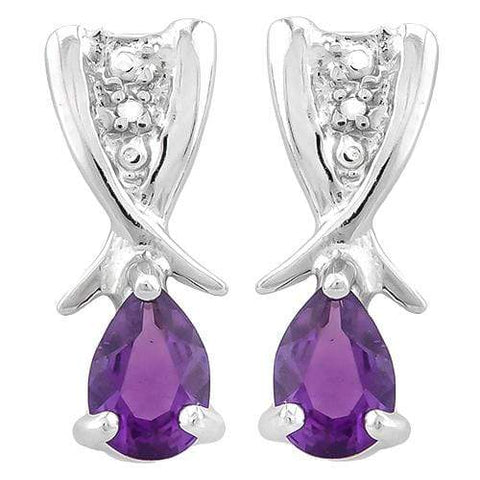 3/4 CARAT AMETHYST   925 STERLING SILVER EARRINGS - Wholesalekings.com