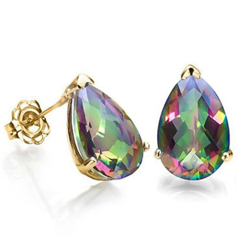 3/4 CT MYSTIC GEMSTONE 10KT SOLID GOLD EARRINGS STUD wholesalekings wholesale silver jewelry