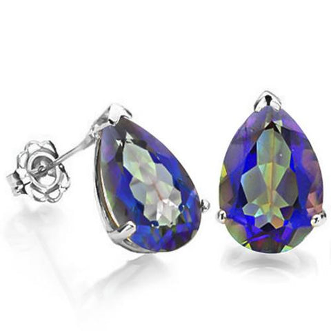 3/4 CT OCEAN MYSTIC GEMSTONE 10KT SOLID GOLD EARRINGS STUD wholesalekings wholesale silver jewelry