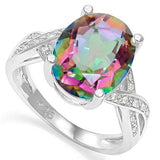 4 1/2 CT MYSTIC GEMSTONE &  1/5 CT CREATED WHITE SAPPHIRE 925 STERLING SILVER RI - Wholesalekings.com