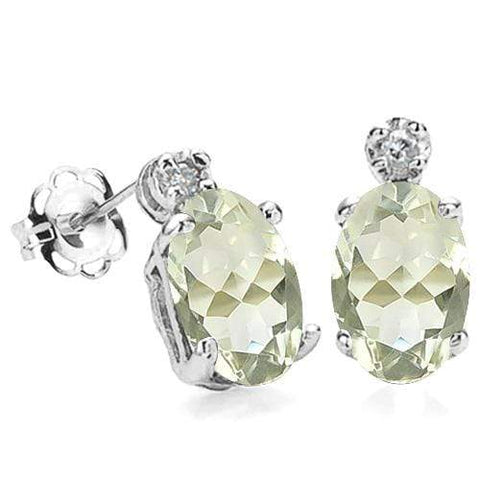 4/5 CT GREEN AMETHYST & DIAMOND SOLID 10KT SOLID GOLD EARRINGS STUD wholesalekings wholesale silver jewelry