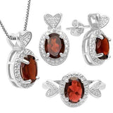 5 2/3 CARAT GARNET & DIAMOND 925 STERLING SILVER JEWELRY SET - Wholesalekings.com