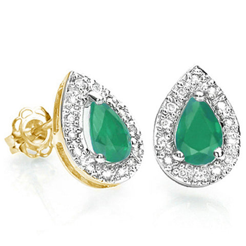 2 CARAT BABY EMERALD AND DIAMOND 10K SOLID GOLD EARRINGS - Wholesalekings.com