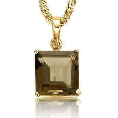 ALLURING 0.5 CARAT TW (1 PCS) SMOKEY TOPAZ 10K SOLID YELLOW GOLD PENDANT - Wholesalekings.com