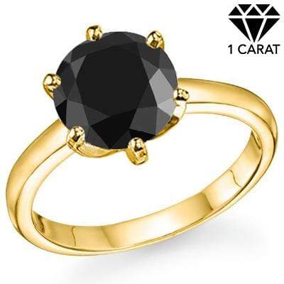 ALLURING ! 1 CARAT BLACK DIAMOND SOLITAIRE 10KT SOLID GOLD ENGAGEMENT RING - Wholesalekings.com