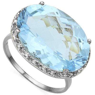 ALLURING 15.326 CARAT TW (19 PCS) BLUE TOPAZ & GENUINE DIAMOND 10K SOLID WHITE G - Wholesalekings.com