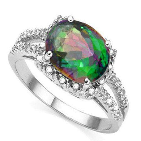 ALLURING ! 2 3/5 CARAT MYSTIC GEMSTONE & 1/5 CARAT (22 PCS) DIAMOND 10KT SOLID G - Wholesalekings.com