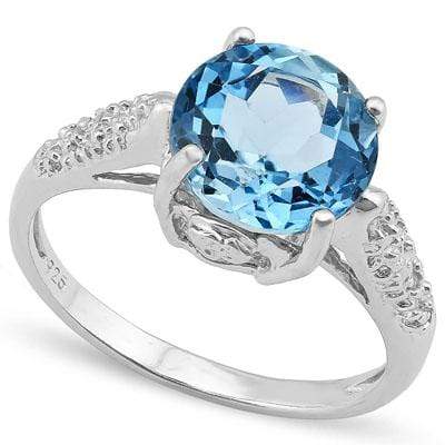 ALLURING 3.211 CARAT TW (3 PCS) BLUE TOPAZ & GENUINE DIAMOND 925 STERLING SILVER RING - Wholesalekings.com
