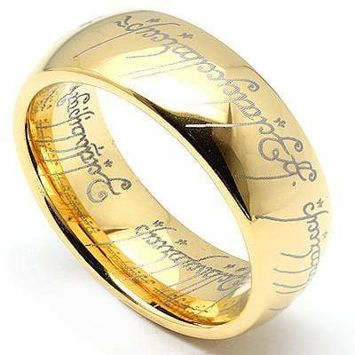 AMAZING YELLOW GOLD PLATED "LORD OF THE RING" TUNGSTEN CARBIDE RING - Wholesalekings.com