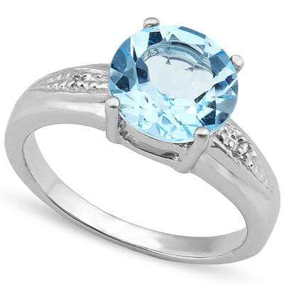 AWESOME 3.211 CARAT TW (3 PCS) BLUE TOPAZ & GENUINE DIAMOND 925 STERLING SILVER RING - Wholesalekings.com
