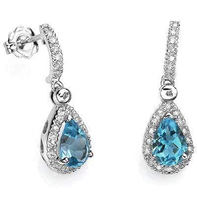 BEAUTIFUL 1.69 CT LONDON BLUE TOPAZ & 48 PCS WHITE DIAMOND 10K SOLID WHITE GOLD - Wholesalekings.com